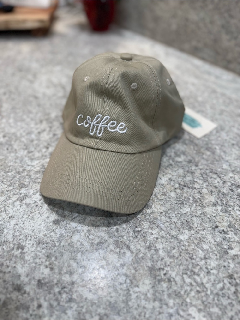 Coffee Embroidered Khaki Baseball Cap - Unbranded